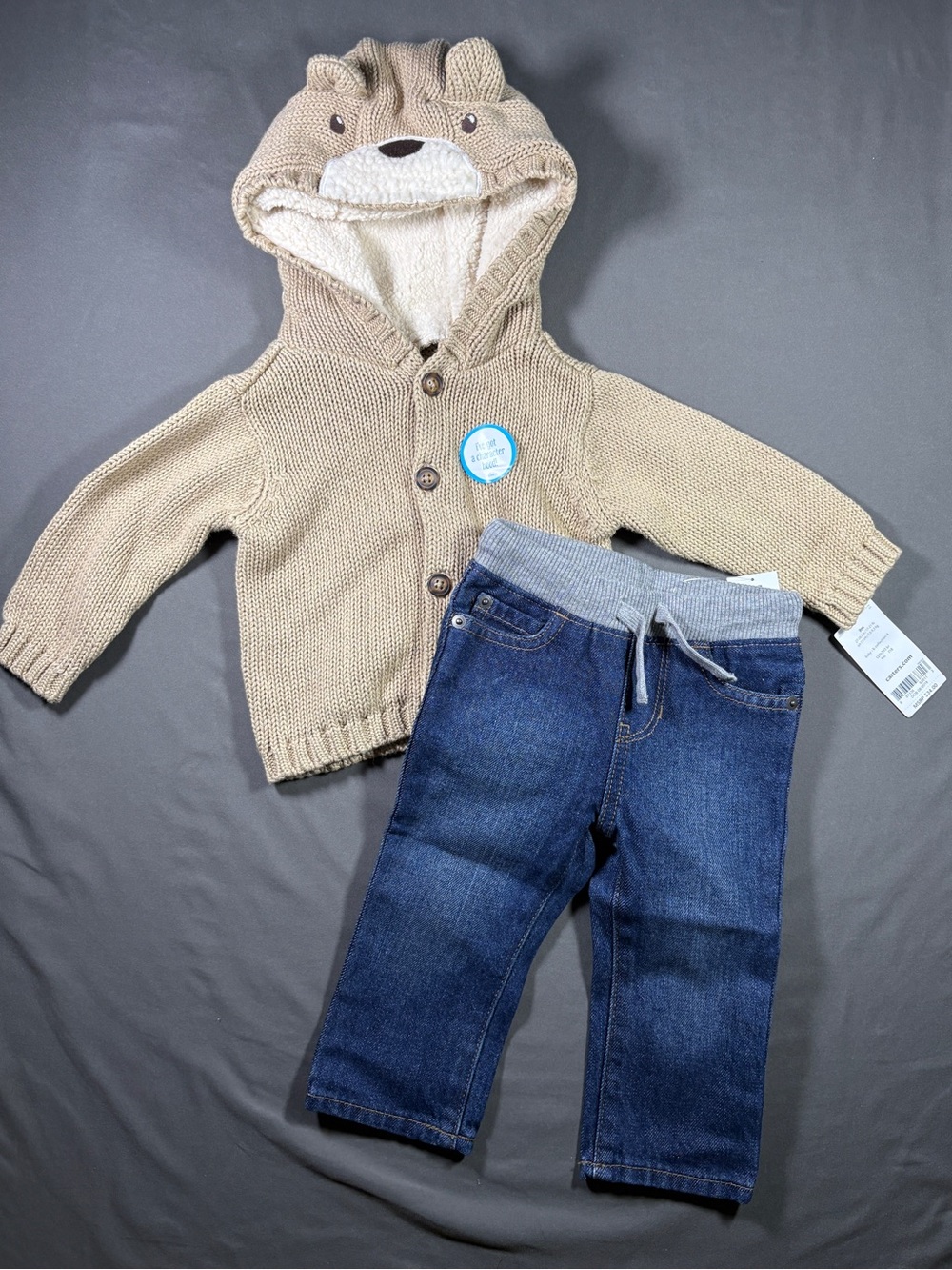 Infant 6-9 months Bear Hoodie Sweater and Pull-on Jeans